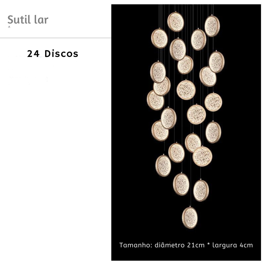 Lustre pendente de luxo em cristal para escada