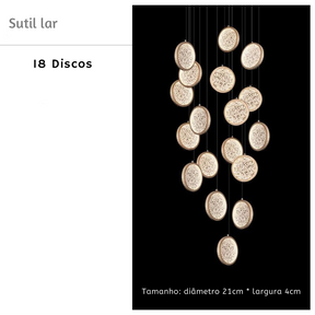 Lustre pendente de luxo em cristal para escada