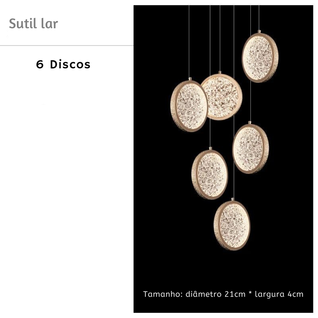 Lustre pendente de luxo em cristal para escada