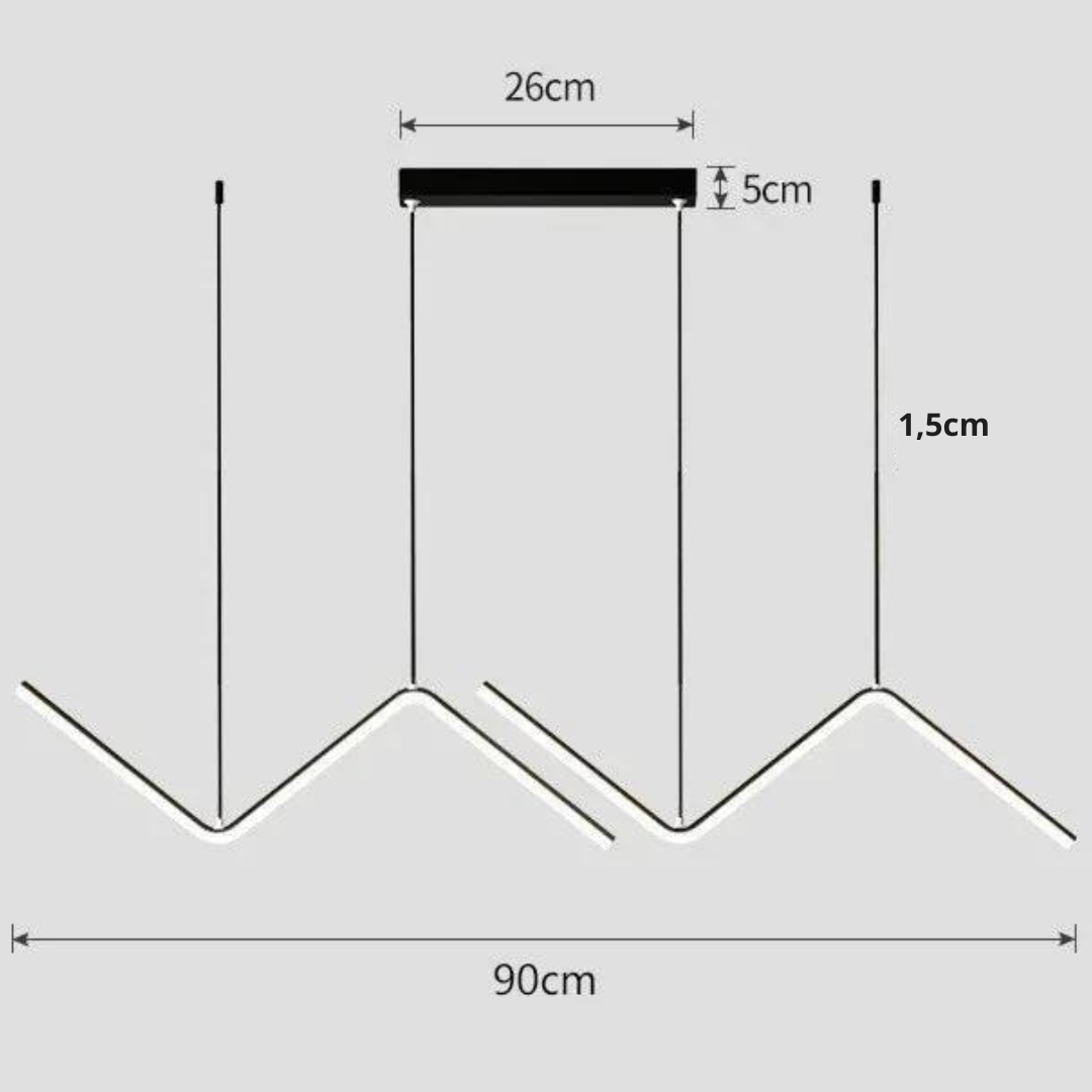 Luminária pendente em forma de Z
