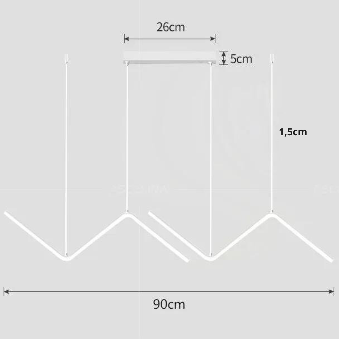 Luminária pendente em forma de Z