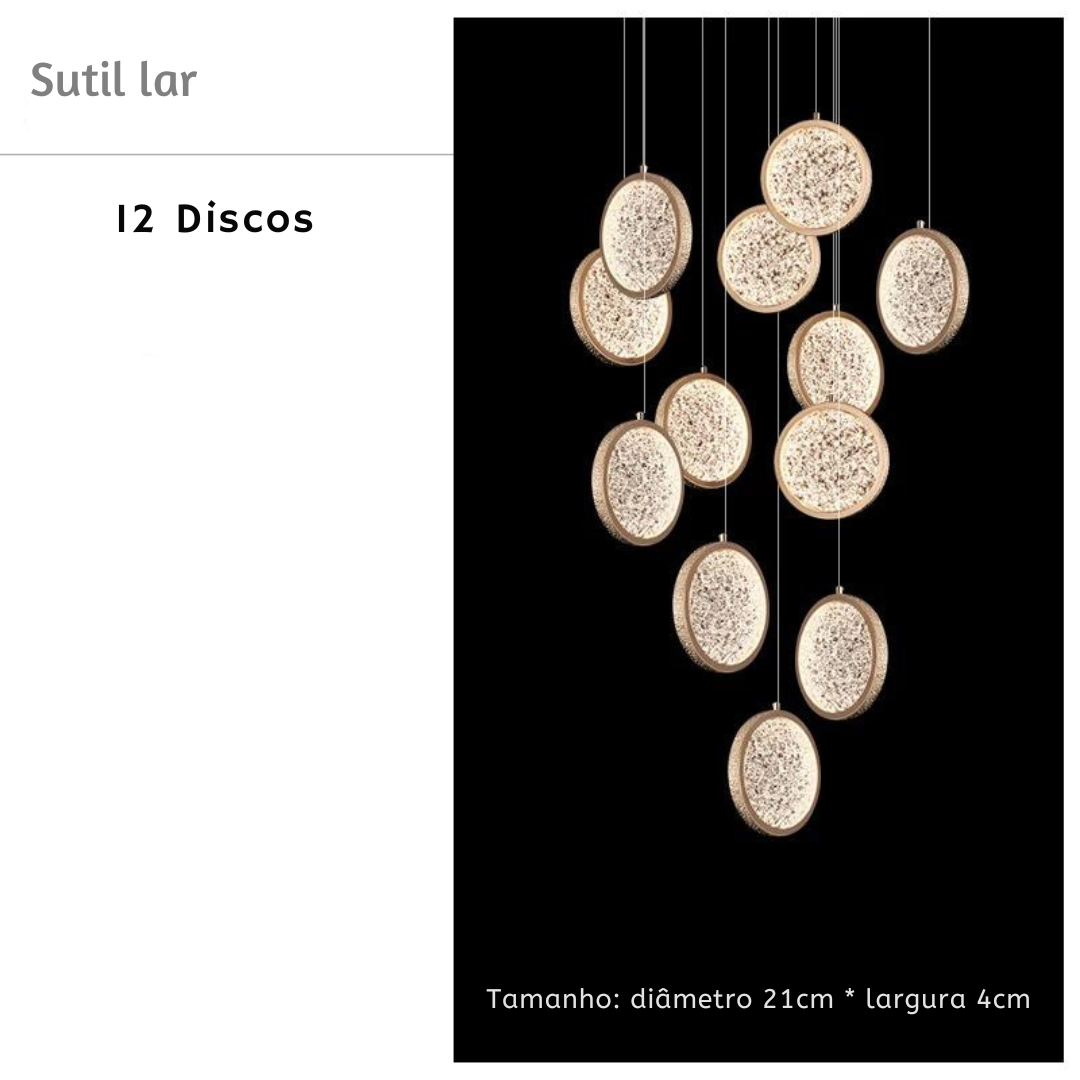 Lustre pendente de luxo em cristal para escada