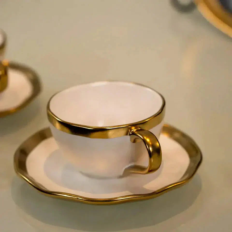 Aparelho de Jantar Porcelana Dubai Branco/Dourado 30 Peças Wolff