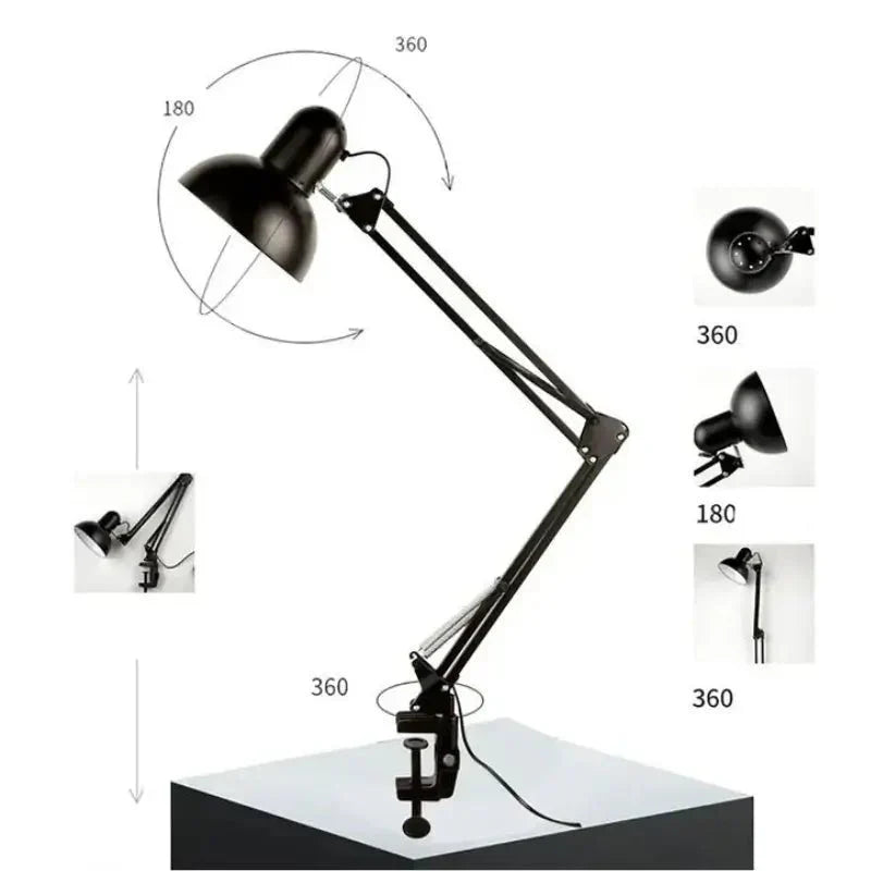 Luminária de Mesa Escritório Ajustável Com Fixador de Mesa